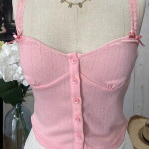NWT Lulus Ribbed Knit Bustier Top Pink